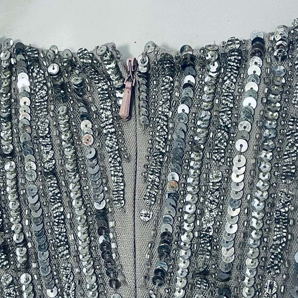 Lara 29615 Long-Sleeve Beaded Cocktail Dress in Silver - Picture 7 of 9